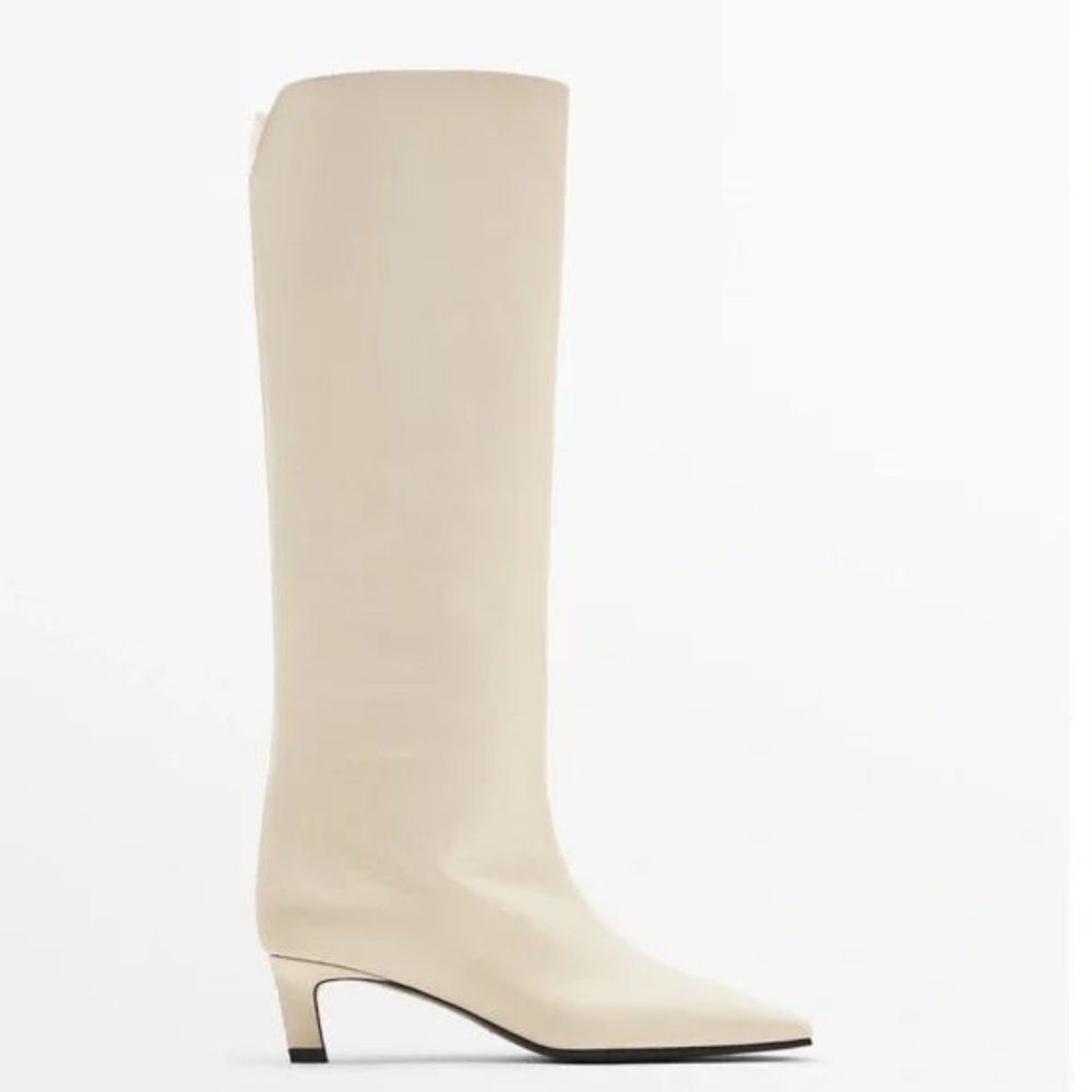 MASSIMO DUTTI COW LEATHER HEELED LEATHER BOOTS - Picture 2 of 6